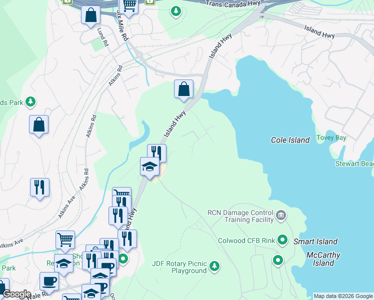 map of restaurants, bars, coffee shops, grocery stores, and more near 1650 Lloyd Place in Victoria