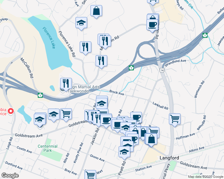 map of restaurants, bars, coffee shops, grocery stores, and more near 906 Brock Avenue in Victoria
