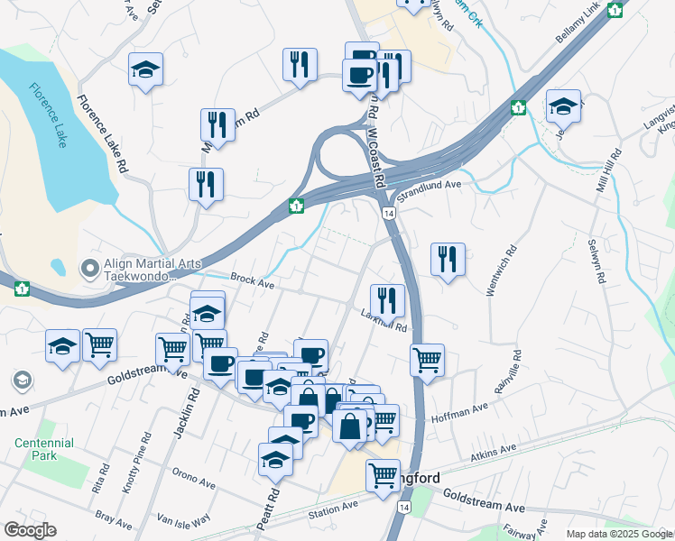 map of restaurants, bars, coffee shops, grocery stores, and more near 827 Arncote Avenue in Victoria