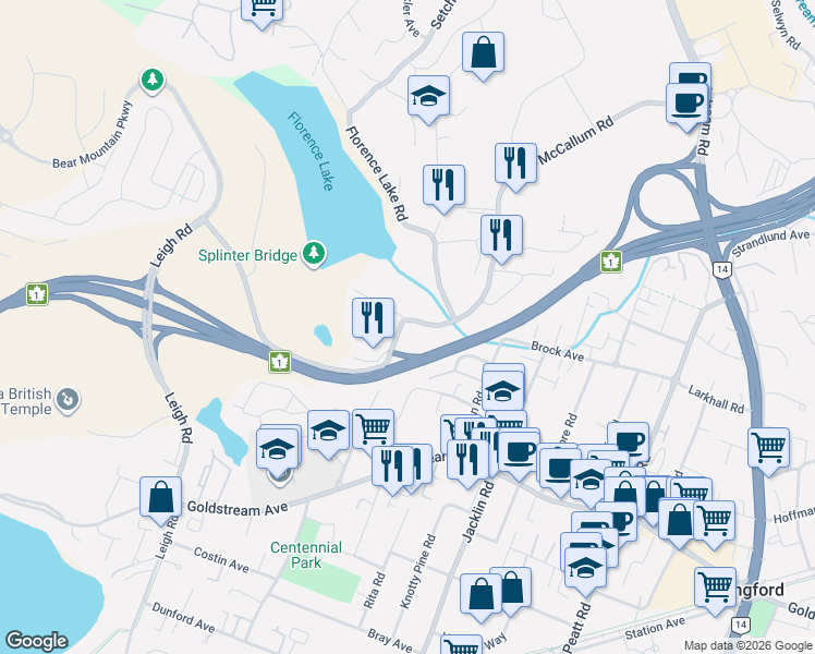 map of restaurants, bars, coffee shops, grocery stores, and more near 988 McCallum Road in Victoria