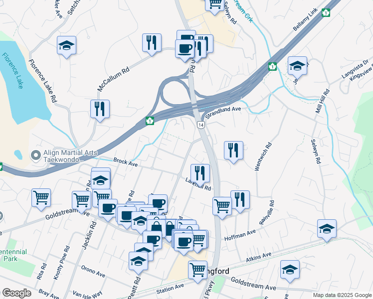 map of restaurants, bars, coffee shops, grocery stores, and more near 2640 Peatt Road in Victoria