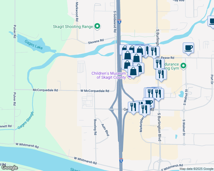 map of restaurants, bars, coffee shops, grocery stores, and more near 1615 South Goldenrod Road in Burlington