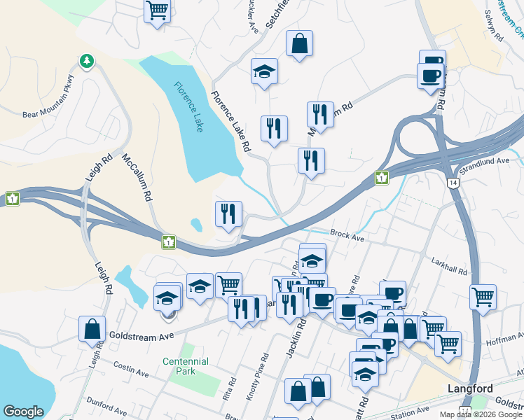 map of restaurants, bars, coffee shops, grocery stores, and more near 988 McCallum Road in Victoria