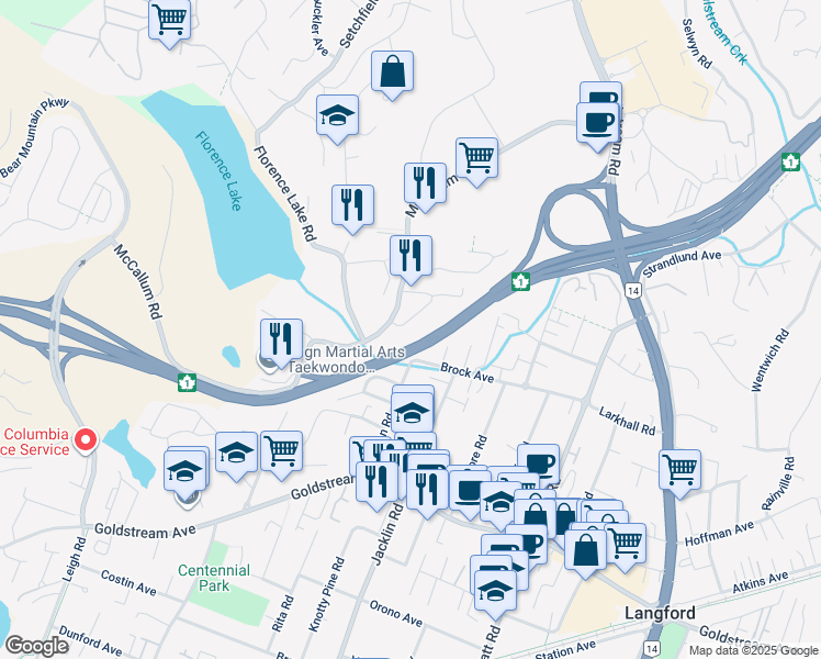 map of restaurants, bars, coffee shops, grocery stores, and more near 985 Whirlaway Crescent in Langford