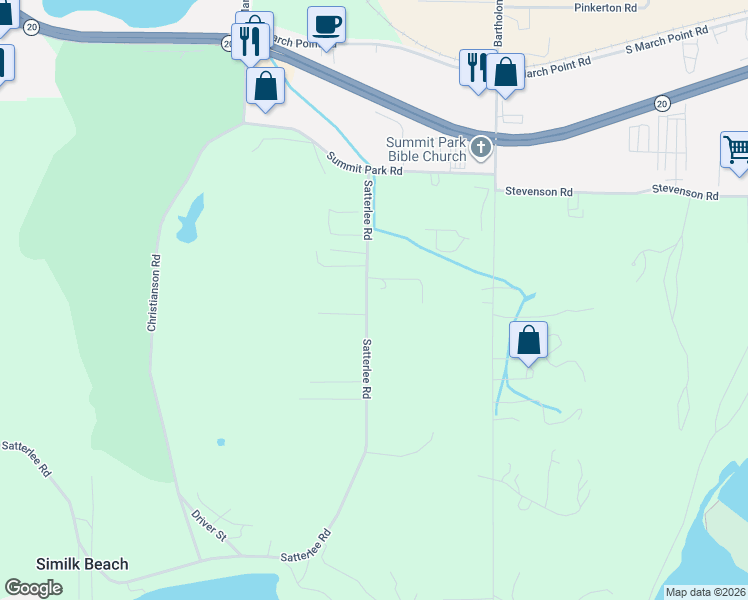 map of restaurants, bars, coffee shops, grocery stores, and more near 12935 Satterlee Road in Anacortes