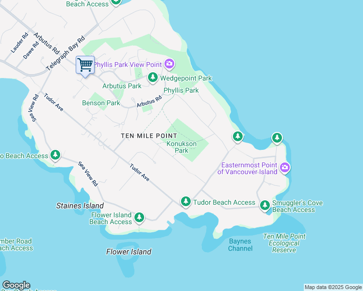map of restaurants, bars, coffee shops, grocery stores, and more near 2880 Sea Point Drive in Victoria