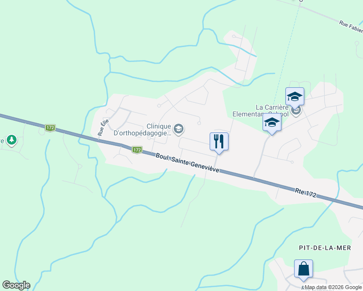 map of restaurants, bars, coffee shops, grocery stores, and more near 214 Rue de la Gaillarde in Saguenay