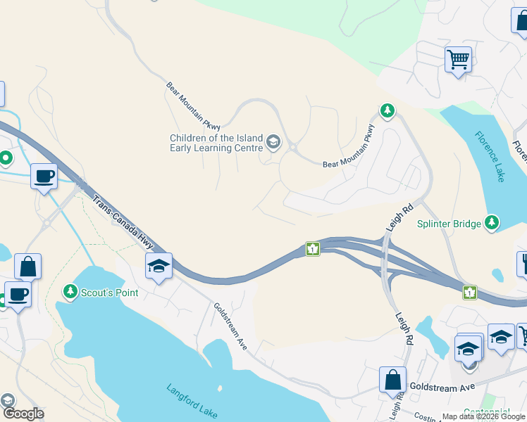 map of restaurants, bars, coffee shops, grocery stores, and more near 2764 Trans-Canada Highway in Victoria