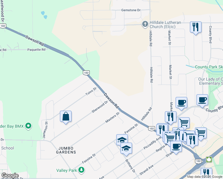 map of restaurants, bars, coffee shops, grocery stores, and more near 1230 Dawson Road in Thunder Bay