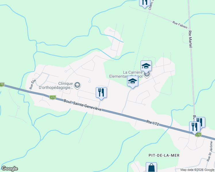 map of restaurants, bars, coffee shops, grocery stores, and more near 411 Rue de la Gaillarde in Saguenay