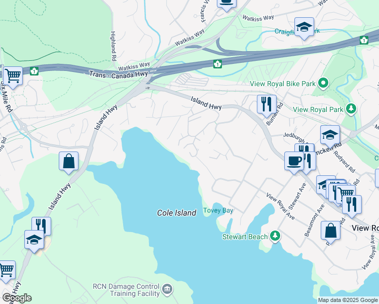 map of restaurants, bars, coffee shops, grocery stores, and more near 310 Palmer Station in Victoria