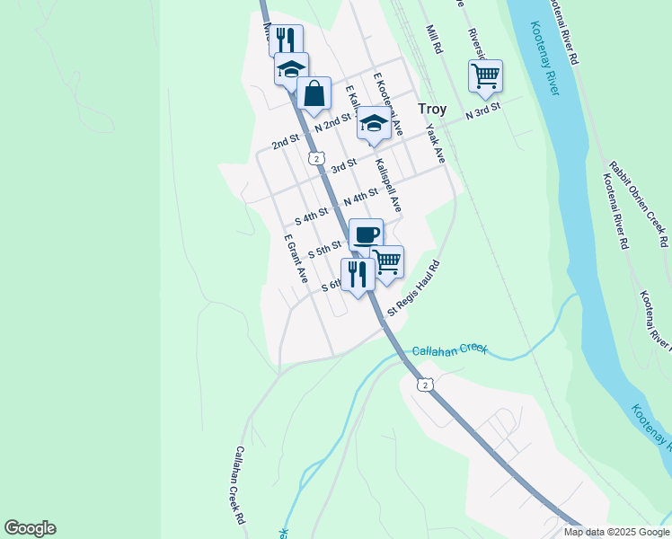 map of restaurants, bars, coffee shops, grocery stores, and more near 509 Mineral Avenue in Libby