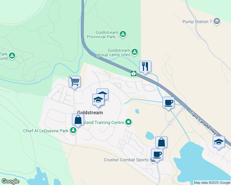 map of restaurants, bars, coffee shops, grocery stores, and more near 2838 Lakehurst Drive in Victoria