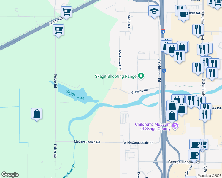 map of restaurants, bars, coffee shops, grocery stores, and more near 623 West Stevens Road in Burlington