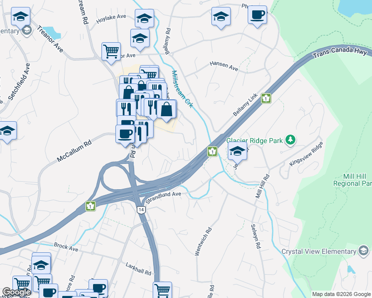 map of restaurants, bars, coffee shops, grocery stores, and more near 657 Redington Avenue in Langford
