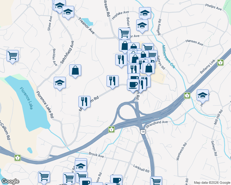 map of restaurants, bars, coffee shops, grocery stores, and more near 789 McCallum Road in Victoria