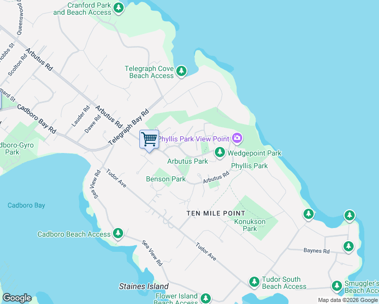 map of restaurants, bars, coffee shops, grocery stores, and more near 2825 Arbutus Road in Victoria