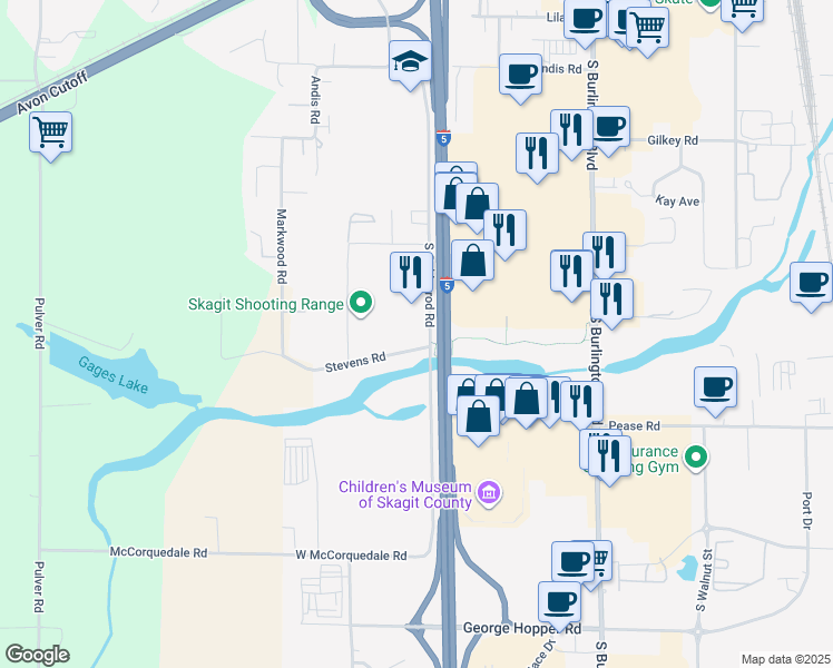 map of restaurants, bars, coffee shops, grocery stores, and more near 1395 South Goldenrod Road in Burlington
