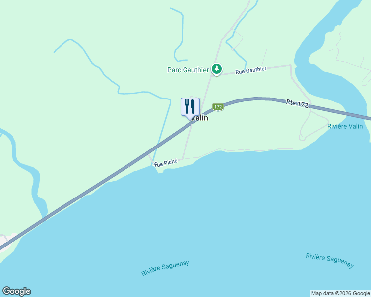 map of restaurants, bars, coffee shops, grocery stores, and more near Rue Piché in Saguenay