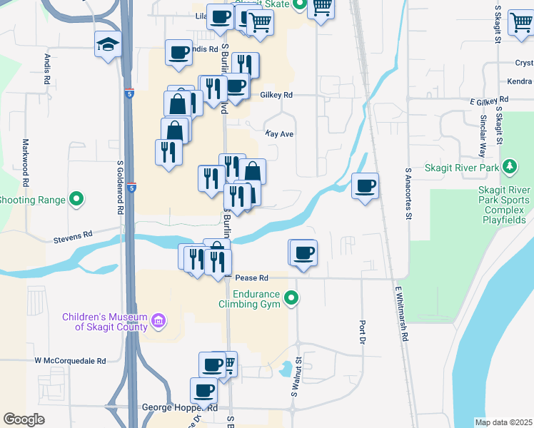 map of restaurants, bars, coffee shops, grocery stores, and more near 145 Cascade Place in Burlington