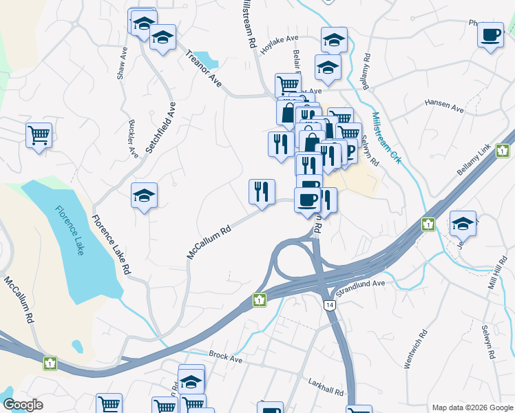 map of restaurants, bars, coffee shops, grocery stores, and more near 789 McCallum Road in Victoria