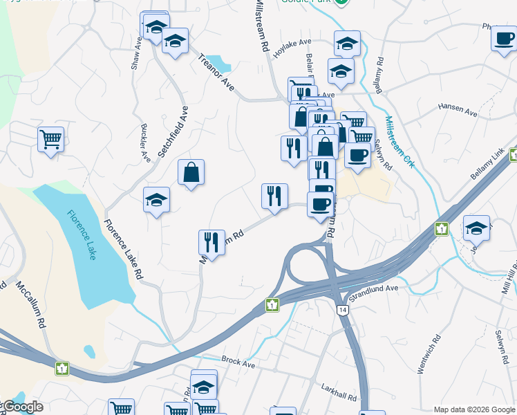 map of restaurants, bars, coffee shops, grocery stores, and more near 790 McCallum Road in Victoria