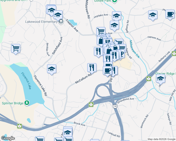 map of restaurants, bars, coffee shops, grocery stores, and more near 789 McCallum Road in Victoria