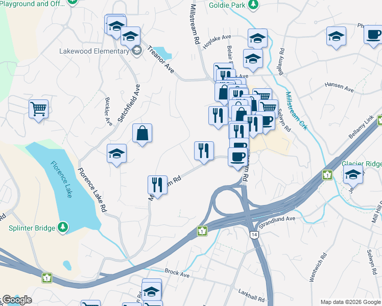 map of restaurants, bars, coffee shops, grocery stores, and more near 790 McCallum Road in Victoria