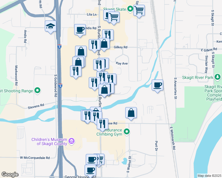 map of restaurants, bars, coffee shops, grocery stores, and more near 145 Cascade Place in Burlington