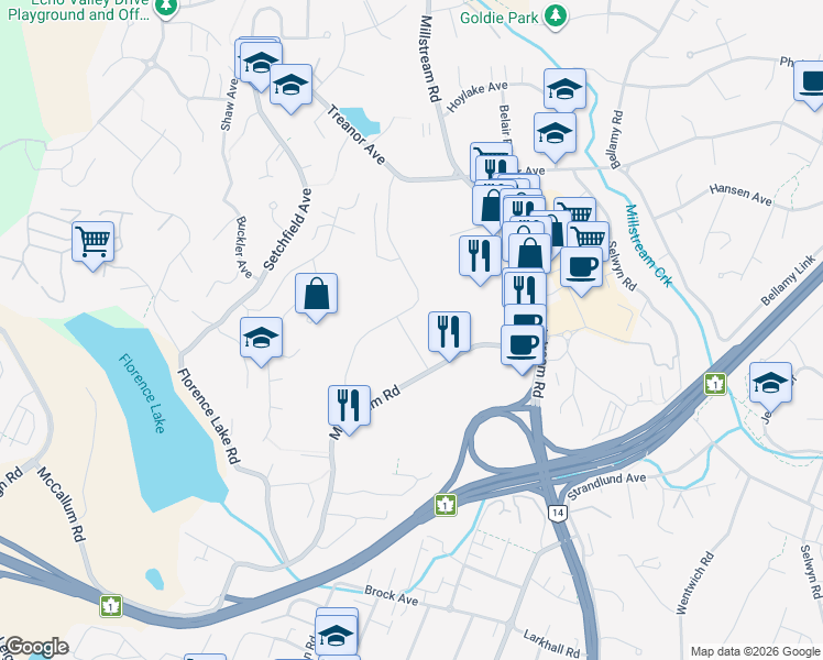 map of restaurants, bars, coffee shops, grocery stores, and more near 790 McCallum Road in Victoria