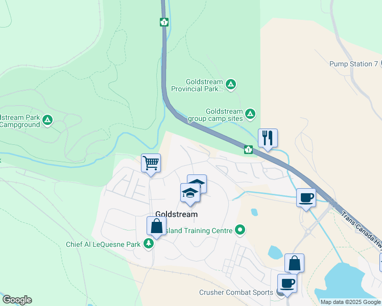 map of restaurants, bars, coffee shops, grocery stores, and more near 2878 Canyon Park Place in Victoria