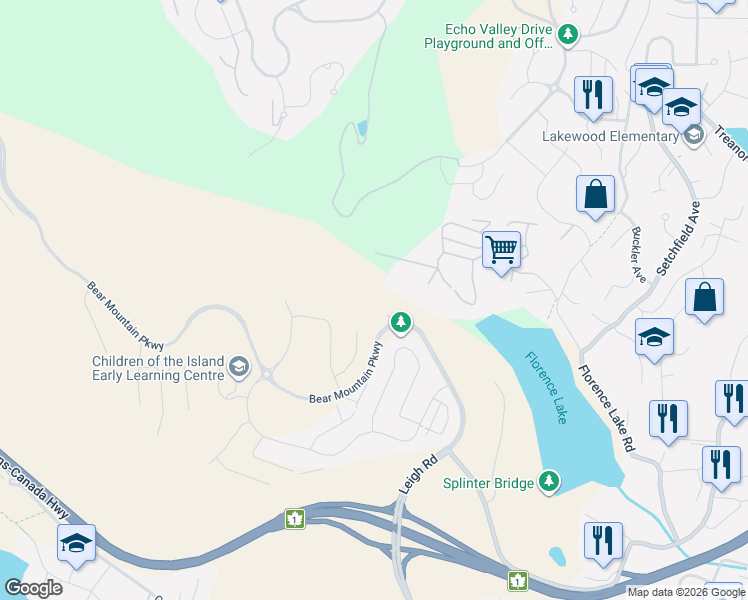 map of restaurants, bars, coffee shops, grocery stores, and more near Hidden Valley Drive in Victoria