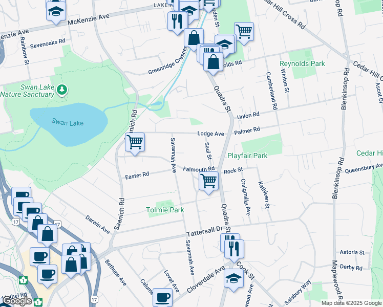 map of restaurants, bars, coffee shops, grocery stores, and more near in Victoria