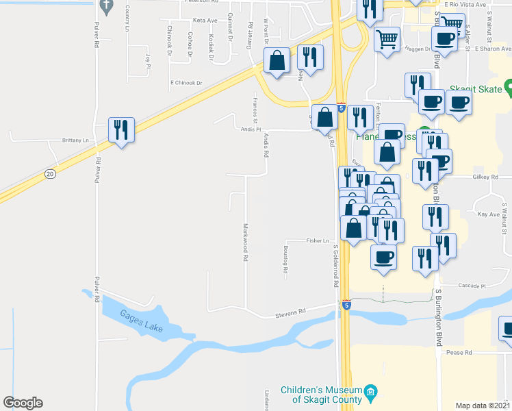 map of restaurants, bars, coffee shops, grocery stores, and more near 12589 Markwood Road in Burlington