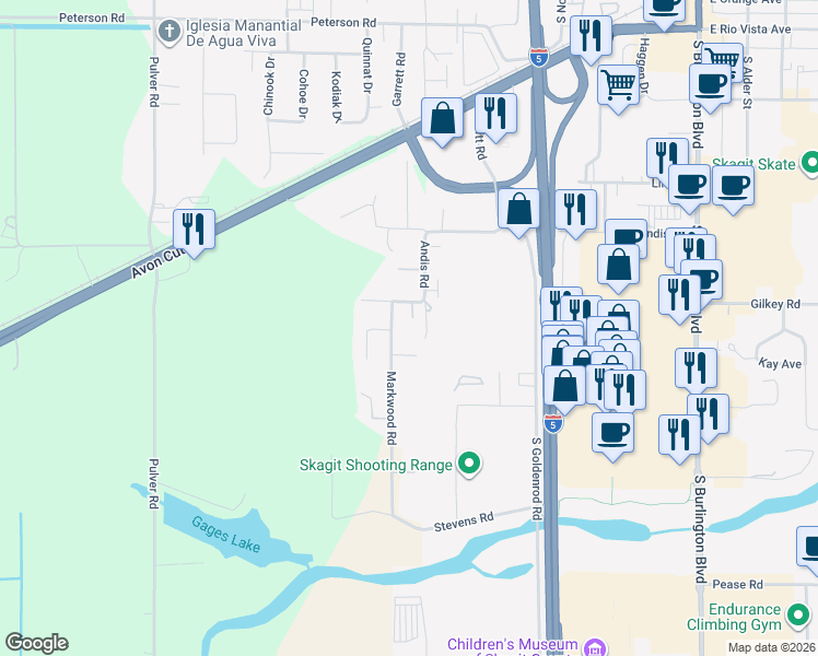 map of restaurants, bars, coffee shops, grocery stores, and more near 12589 Markwood Road in Burlington