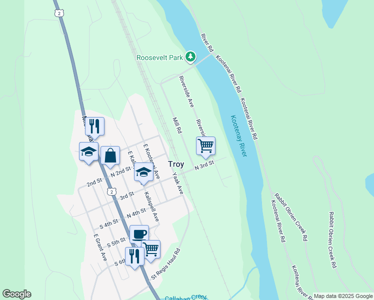 map of restaurants, bars, coffee shops, grocery stores, and more near 101 East Mill Road in Troy