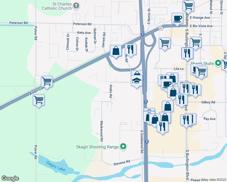 map of restaurants, bars, coffee shops, grocery stores, and more near 1080 Andis Place in Burlington
