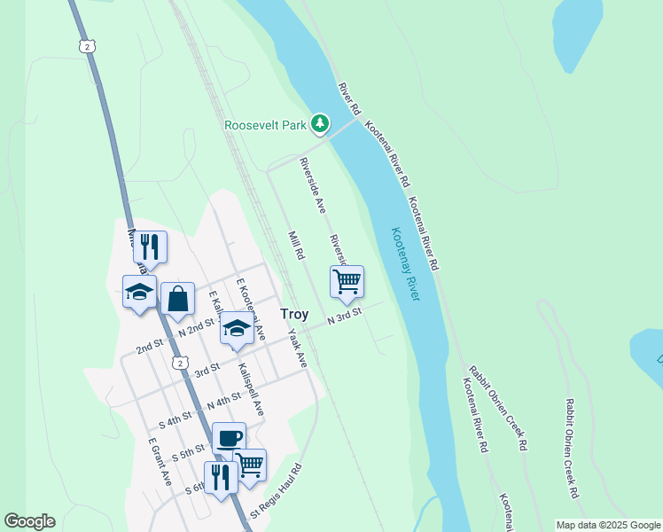 map of restaurants, bars, coffee shops, grocery stores, and more near 101-209 East Mill Road in Troy