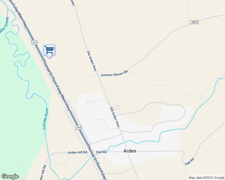 map of restaurants, bars, coffee shops, grocery stores, and more near 597 Old Arden Highway in Colville