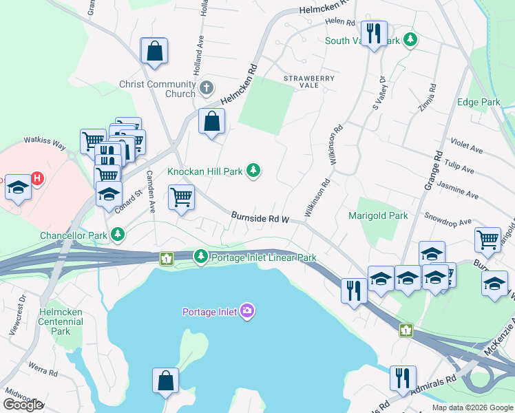 map of restaurants, bars, coffee shops, grocery stores, and more near 1217 Tall Tree Place in Victoria