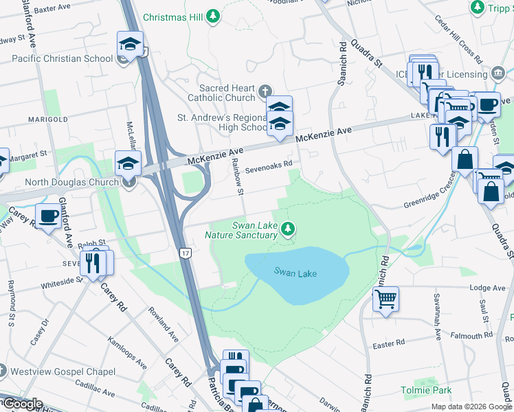 map of restaurants, bars, coffee shops, grocery stores, and more near 820 Ralph Street in Victoria