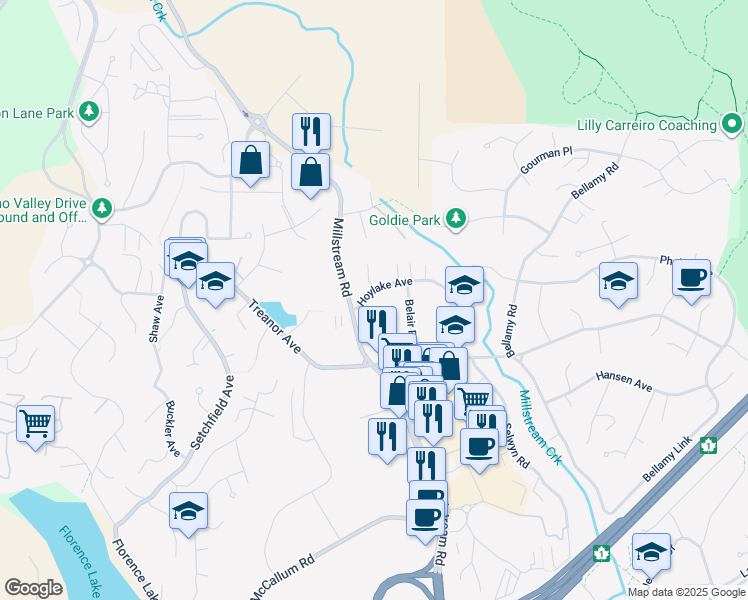 map of restaurants, bars, coffee shops, grocery stores, and more near 691 Hoylake Avenue in Victoria