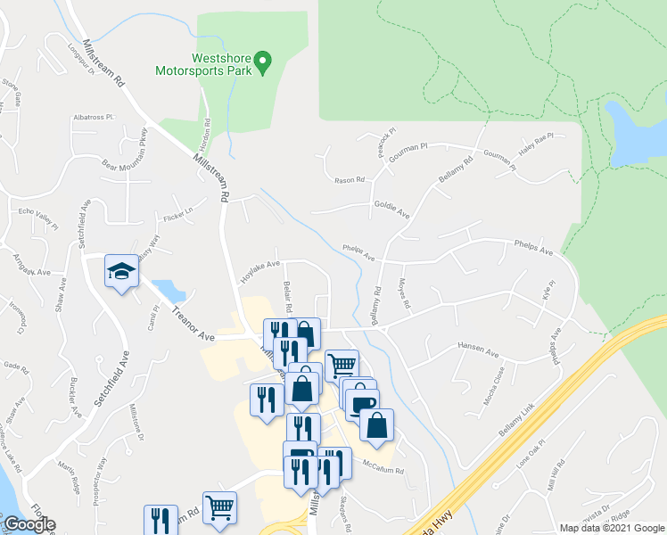 map of restaurants, bars, coffee shops, grocery stores, and more near 646 Hoylake Avenue in Victoria