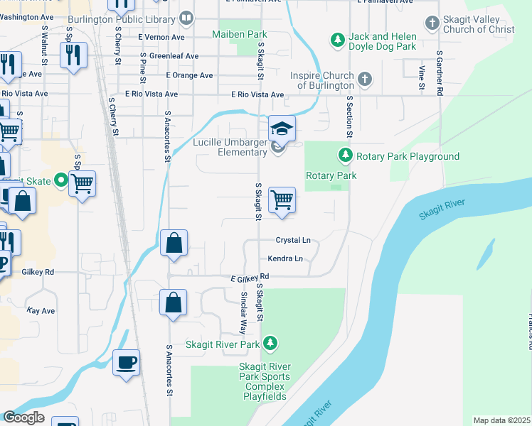 map of restaurants, bars, coffee shops, grocery stores, and more near 1201 Shuler Avenue in Burlington