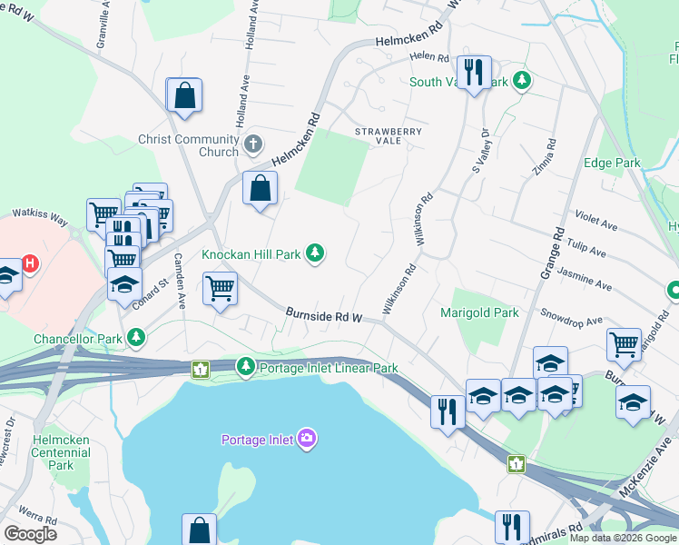 map of restaurants, bars, coffee shops, grocery stores, and more near 1217 Tall Tree Place in Victoria