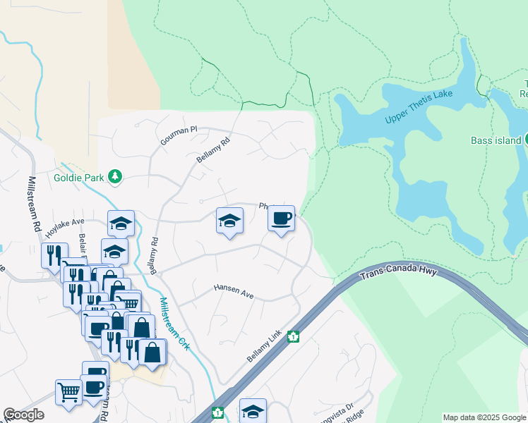 map of restaurants, bars, coffee shops, grocery stores, and more near 507 Phelps Avenue in Victoria