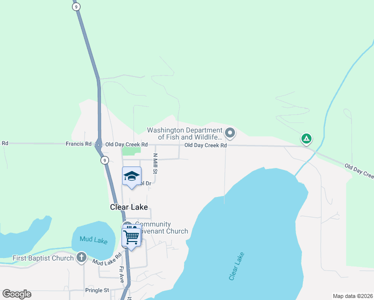 map of restaurants, bars, coffee shops, grocery stores, and more near 23837 Old Day Creek Road in Sedro-Woolley