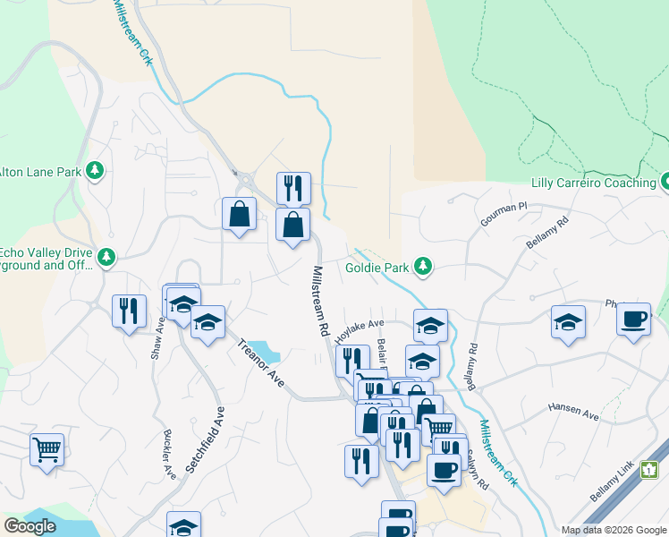 map of restaurants, bars, coffee shops, grocery stores, and more near 695 Goldie Avenue in Victoria