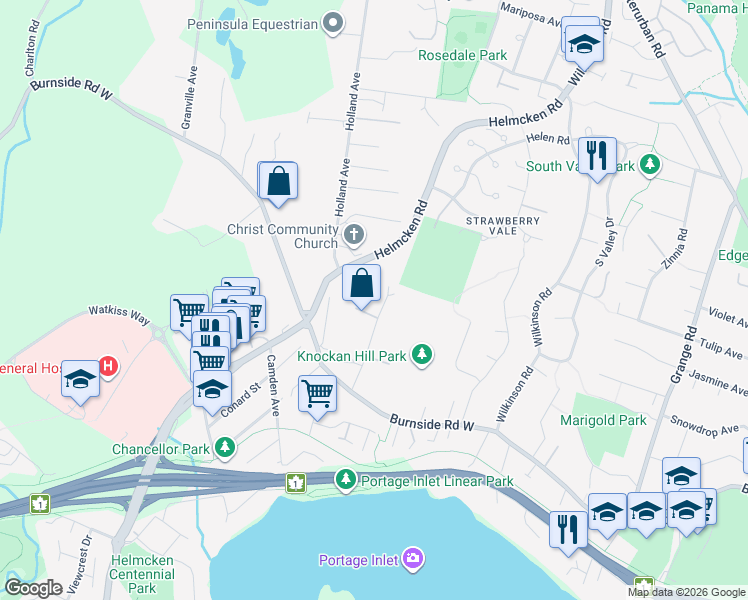 map of restaurants, bars, coffee shops, grocery stores, and more near 110 High Street in Victoria