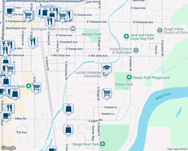 map of restaurants, bars, coffee shops, grocery stores, and more near 838 Katelyn Court in Burlington